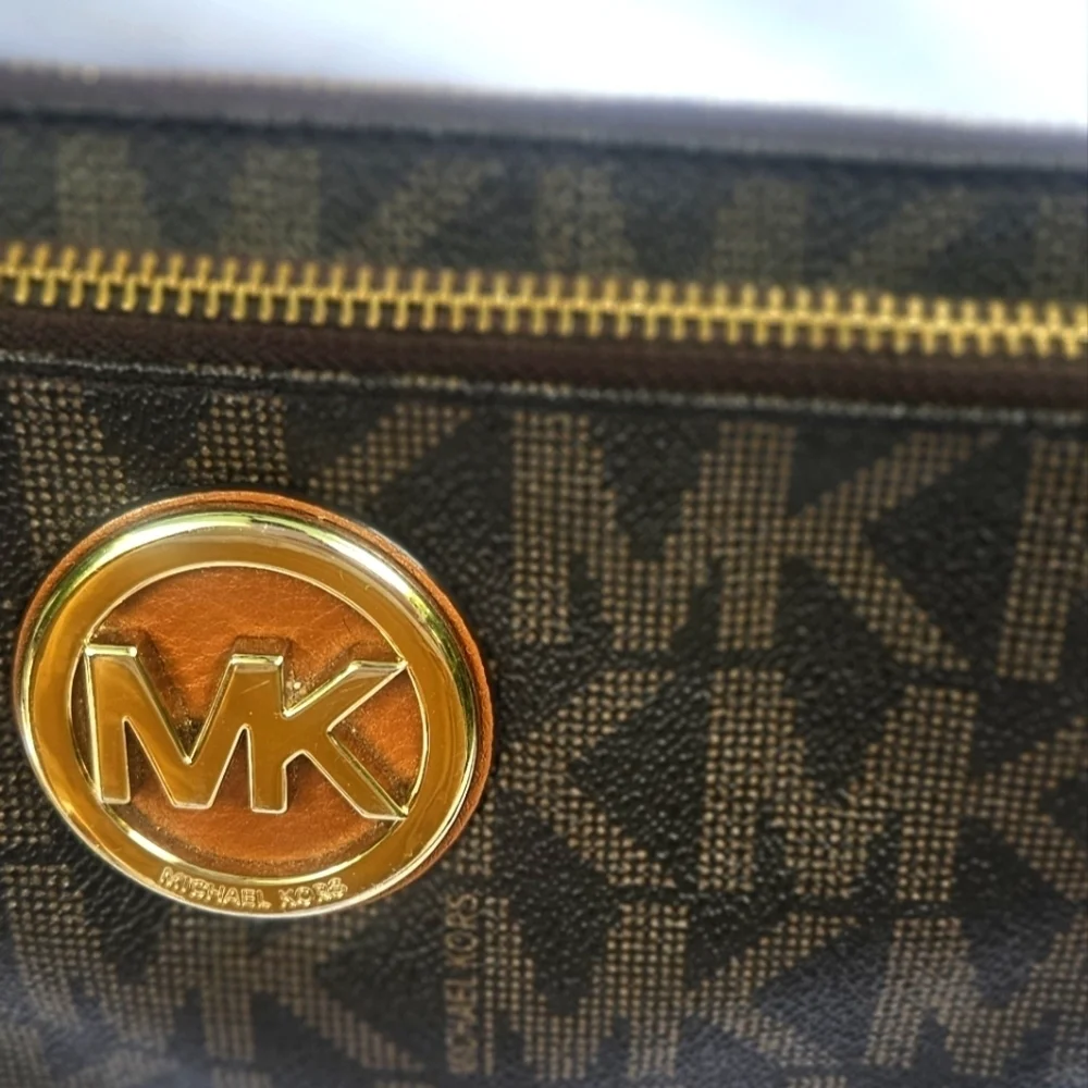 Michael Kors Brown MK Signature Leather Crossbody/Shoulder Bag Two Compartments